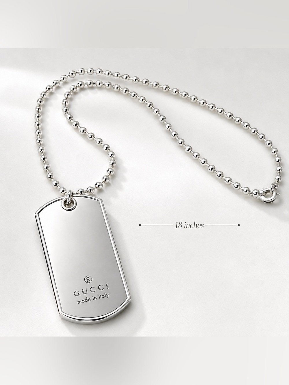 Gucci Silver Dog Tag Necklace